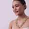 Gold Finish Layered Kundan Necklace With Red And White Drops
