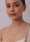 Gold Finish Layered Kundan Necklace With Pearl Drops
