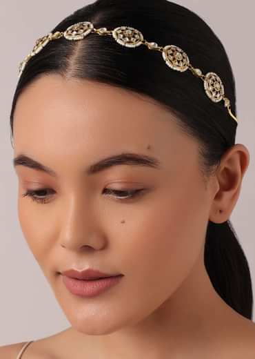 Gold Finish Mathapatti With Studded Kundan