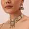 Gold Finish Meenakari Temple Necklace With Pearl Drop Jhumkas