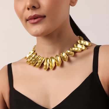 Gold Finish Microplated Statement Necklace