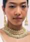 Gold Finish Mint Green Choker Set With Kundan Work In Mix Metal