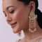 Gold Finish Mix Metal Danglers With Pink Beads