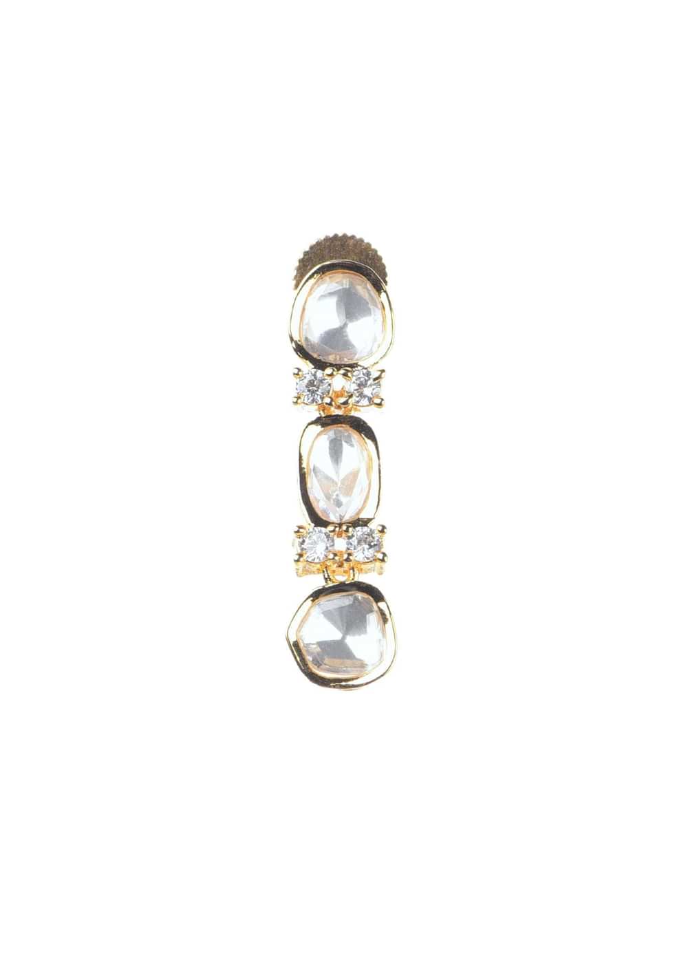 Gold Finish Moissanite Kundan Necklace In Mix Metal