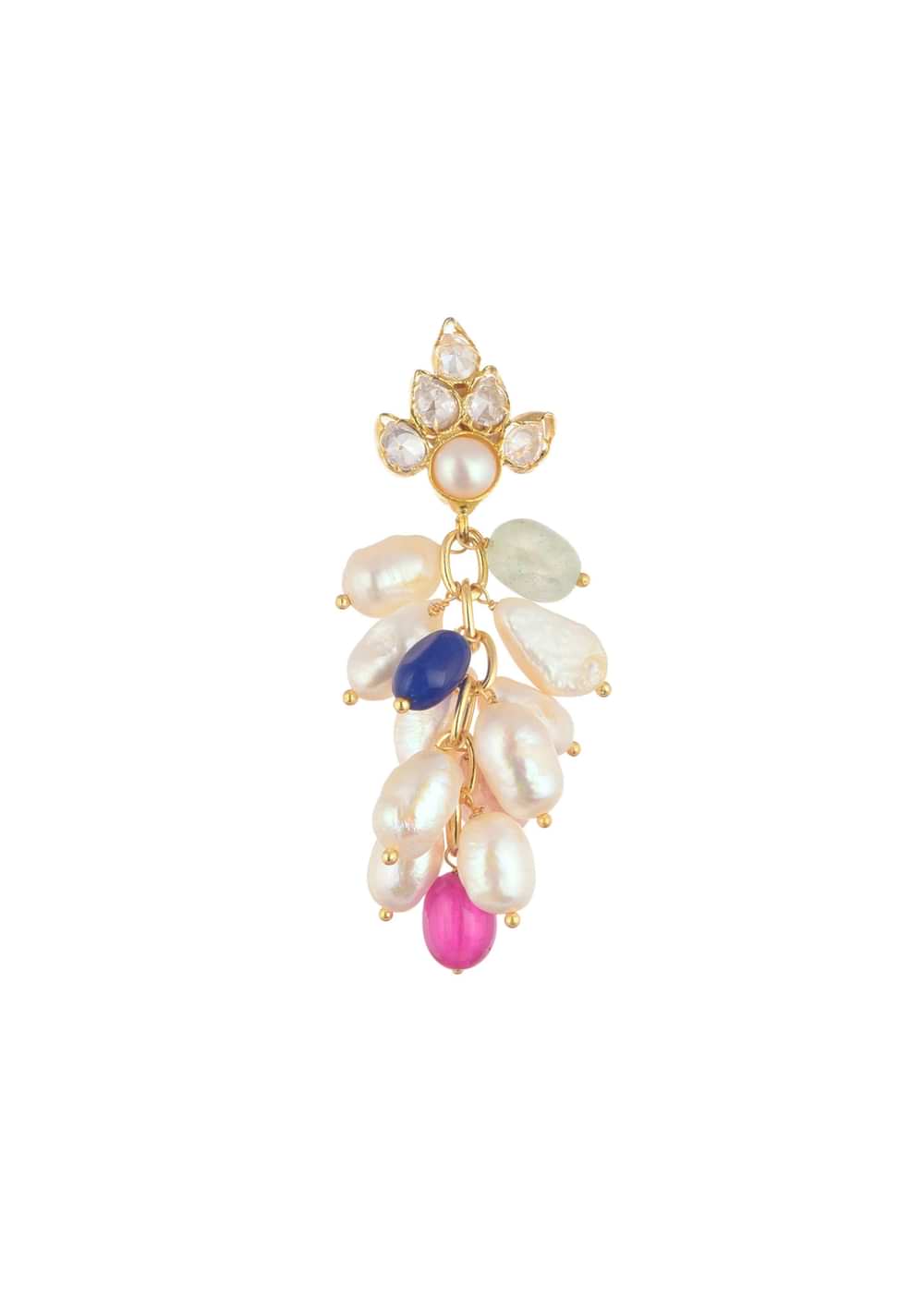 Gold Finish Multicolor Kundan Danglers In Mix Metal