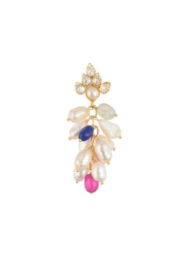 Gold Finish Multicolor Kundan Danglers In Mix Metal