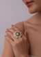 Gold Finish Multicolor Kundan Studded Ring