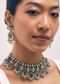 Gold Finish Multicolour Moissanite Necklace Set With Earrings
