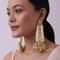 Gold Finish Pearl Studded Danglers In Mix Metal