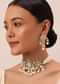 Gold Finish Kundan Polki Choker And Earrings Set In Mix Metal
