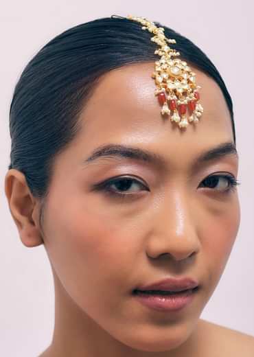 Gold Finish Ruby Stone Choker Set With Kundan Work