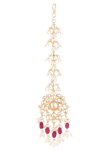Gold Finish Ruby Stone Choker Set With Kundan Work