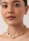 Gold Finish Short Necklace With Mother Of Pearls