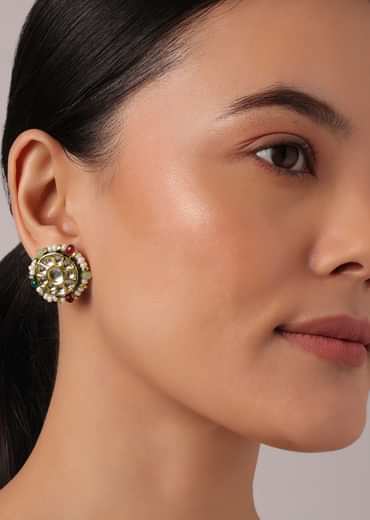 Gold Finish Temple Choker with Circular Motif And Studs
