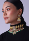 Gold Finish Temple Style Choker And Earring Set With Meenakari Work