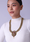 Gold Finish Temple Style Long Necklace With Multicolor Meenakari Work