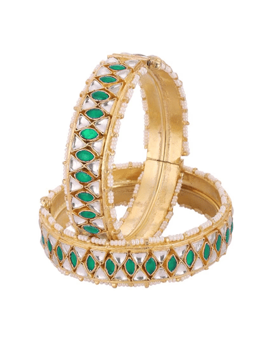 Gold Finished Kundan Polki Bangles