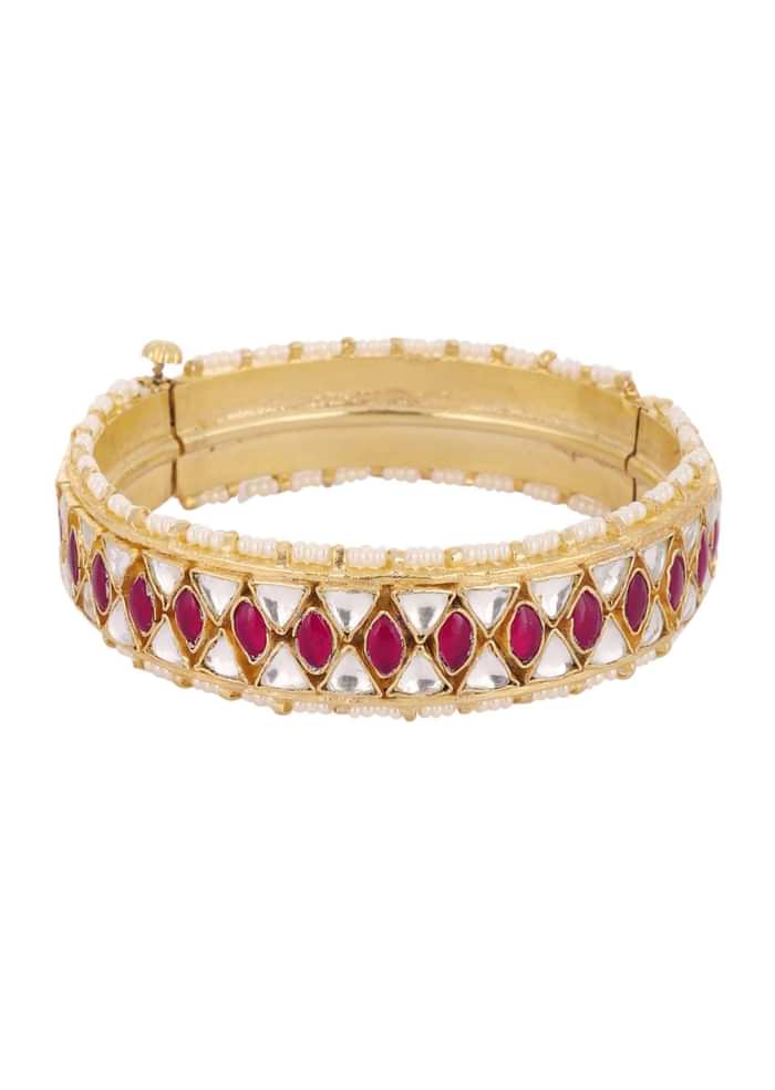 Gold Finished Kundan Polki Bangles