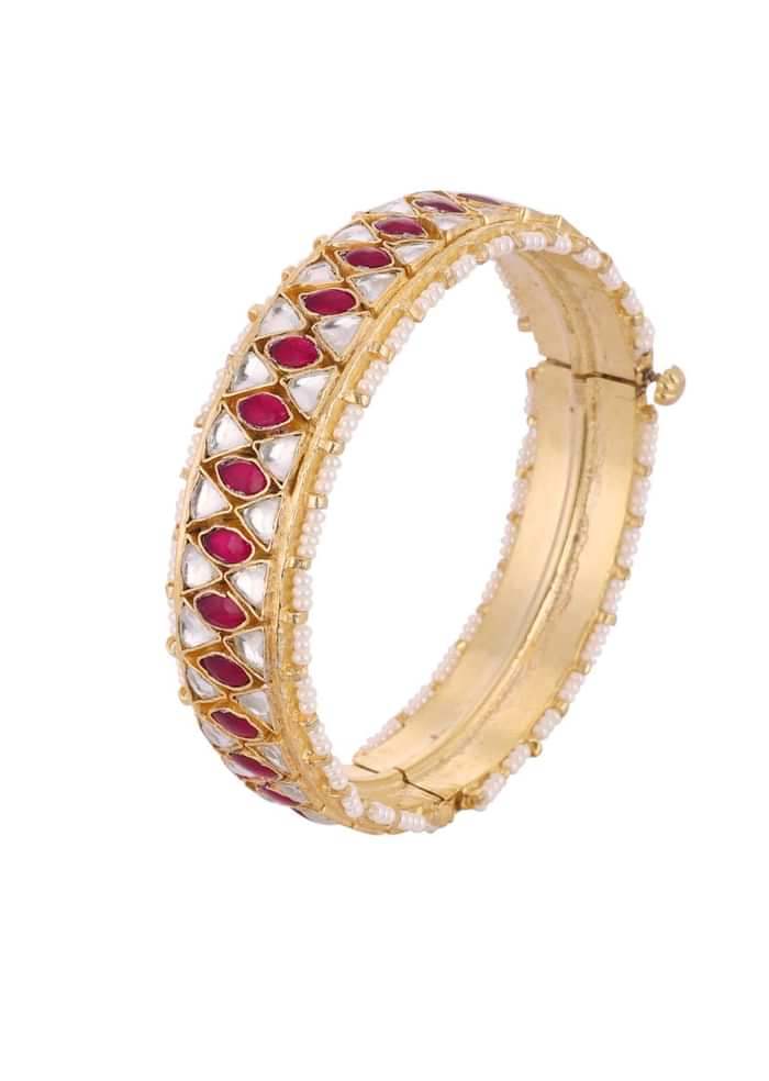 Gold Finished Kundan Polki Bangles