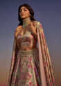 Gold Floral Printed Lehenga Set With Necklace Style Choker Dupatta