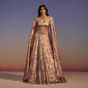 Gold Floral Printed Lehenga Set With Necklace Style Choker Dupatta