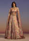 Gold Floral Printed Lehenga Set With Necklace Style Choker Dupatta