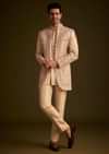 Gold Hand Embroidered Sherwani Set With Intricate Detailing