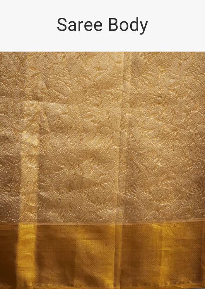 Gold Kanjivaram Silk Saree With Golden Zari Detailing