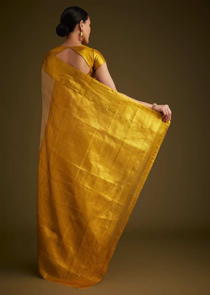 Gold Kanjivaram Silk Saree With Golden Zari Detailing