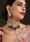 Gold Kundan Choker And Earrings Set With Dangling Stones In Black And Brown By Paisley Pop