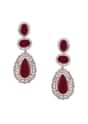 Gold Long Necklace Set With Ruby Stone In Mix Metal