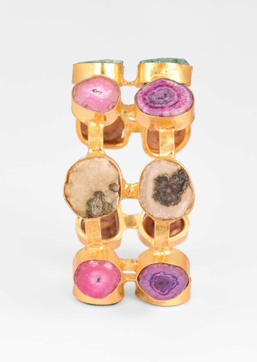 Gold Plated bracelet Studded In Seven Colors Of Semi Precious Stones