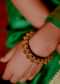 Gold Plated Bracelet With Green And Champagne Cz And Pearls By Zariin