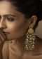 Gold Plated Kundan And Pearl Earrings With A Floral Motif