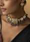 Gold Plated Kundan Necklace Set In Silver Alloy