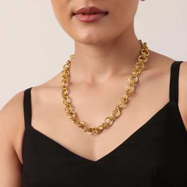Gold Plated Link Style Long Necklace