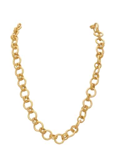 Gold Plated Link Style Long Necklace