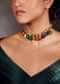 Gold Plated Multicolored Kundan Choker Necklace In Silver Alloy