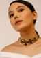 Gold Plated Necklace With Green And White Semi Precious Uncut Stones In Modern Design