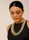 Gold Plated Necklace With Hexagon And Drop Shaped Kundan Edged In Moti