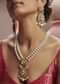 Gold Plated Polki And Pearl Necklace Set In Silver Alloy