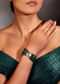 Gold Plated Polki Bracelet With Deep Green Onyx Stones