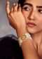 Gold Plated Silver Alloy Kundan Bracelet With Pearls