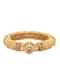 Gold Plated Temple Bangle With Carved Detail And Red Stones