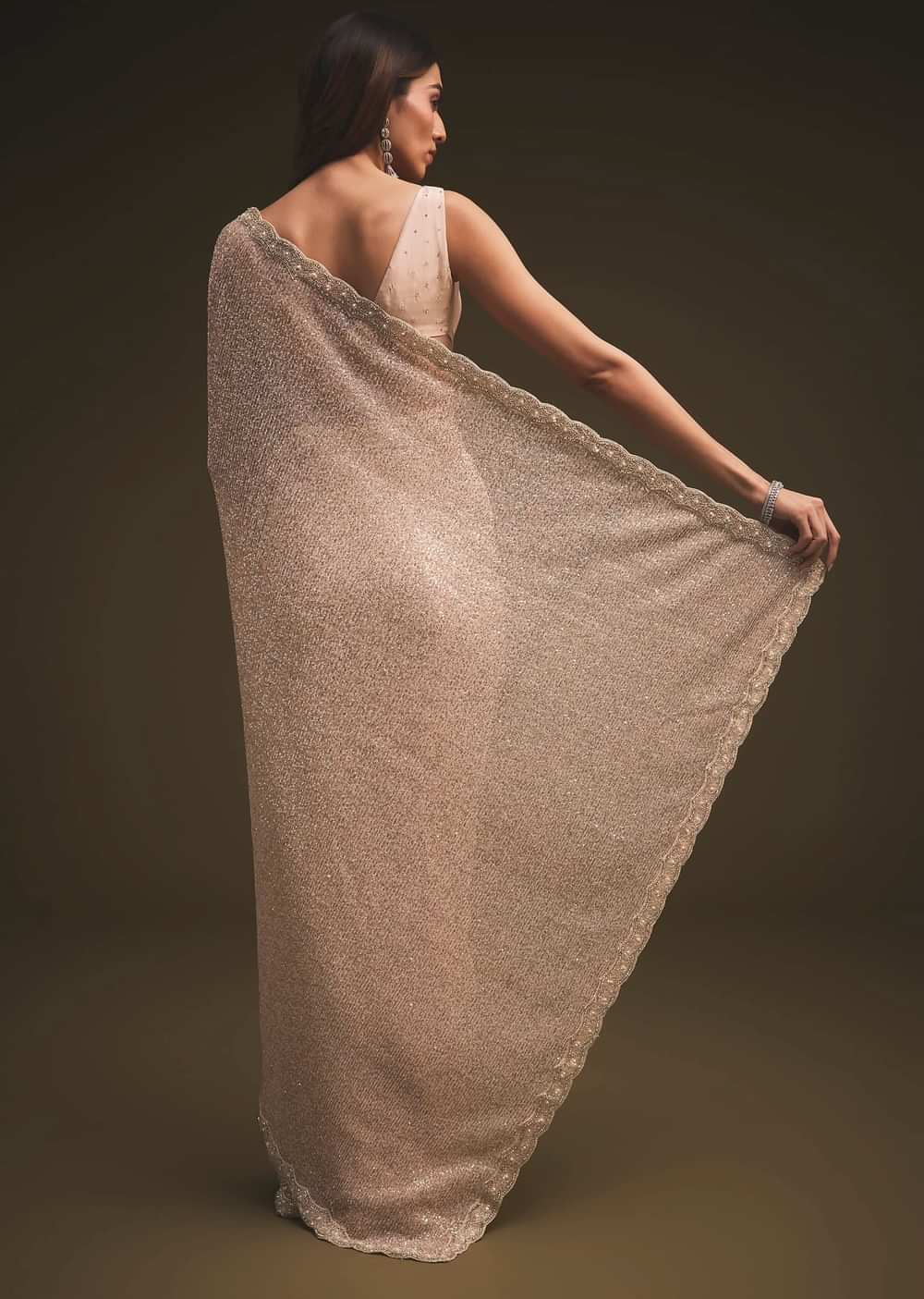 Gold Sequins Saree With An Embellished Border