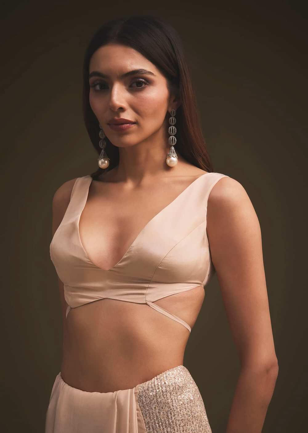 Gold Sequins Saree With An Embellished Border