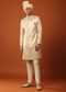 Gold Sherwani Set In Foil With Handwork On The Collar