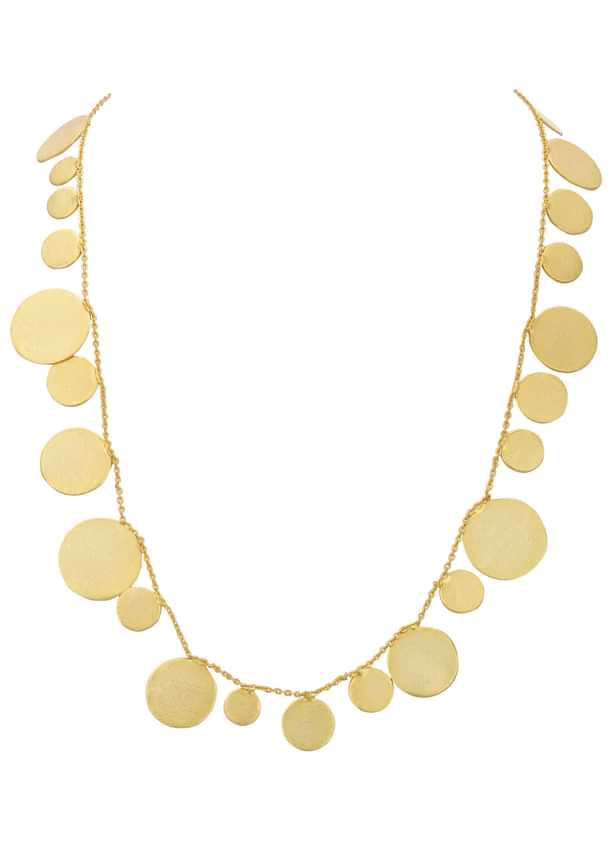 Gold Short Necklace With Coin Shaped Cutouts Gold Short Necklace With Coin Shaped Cutouts
