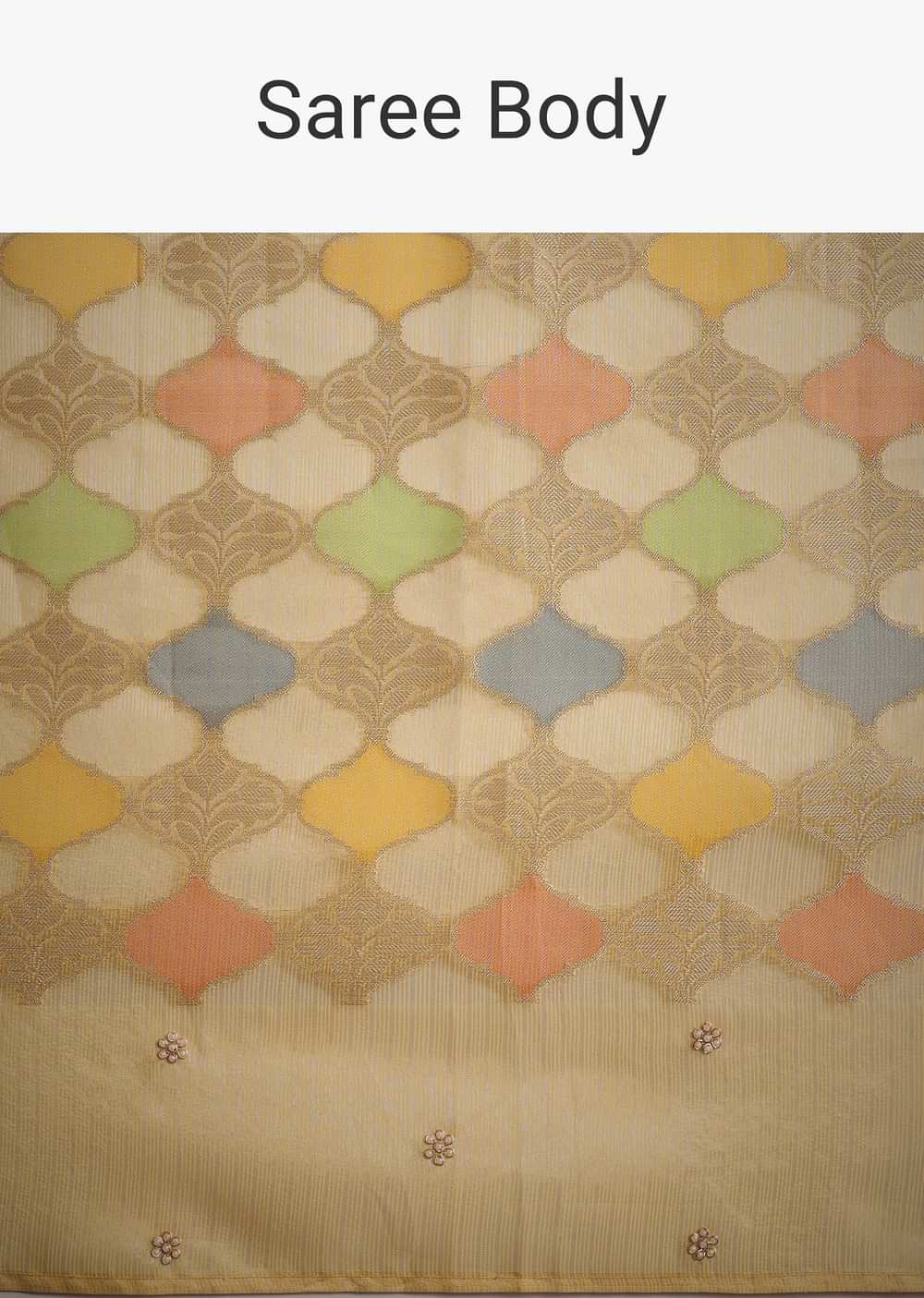 Gold Tissue Chanderi Rangkart Saree with Zardosi Work