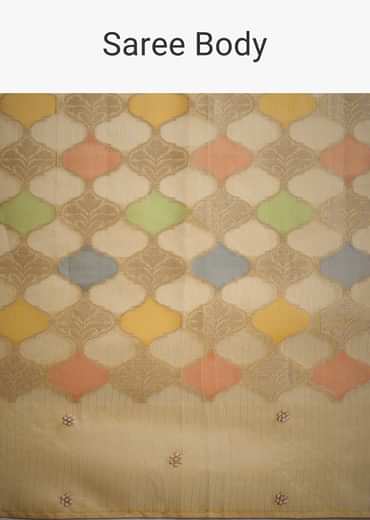Gold Tissue Chanderi Rangkart Saree with Zardosi Work